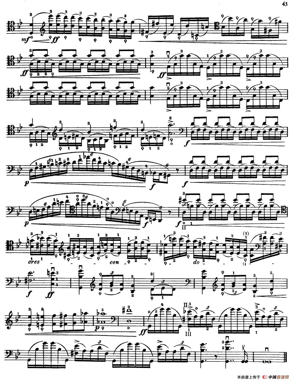 大提琴高级练习曲40首 No.20小提琴谱