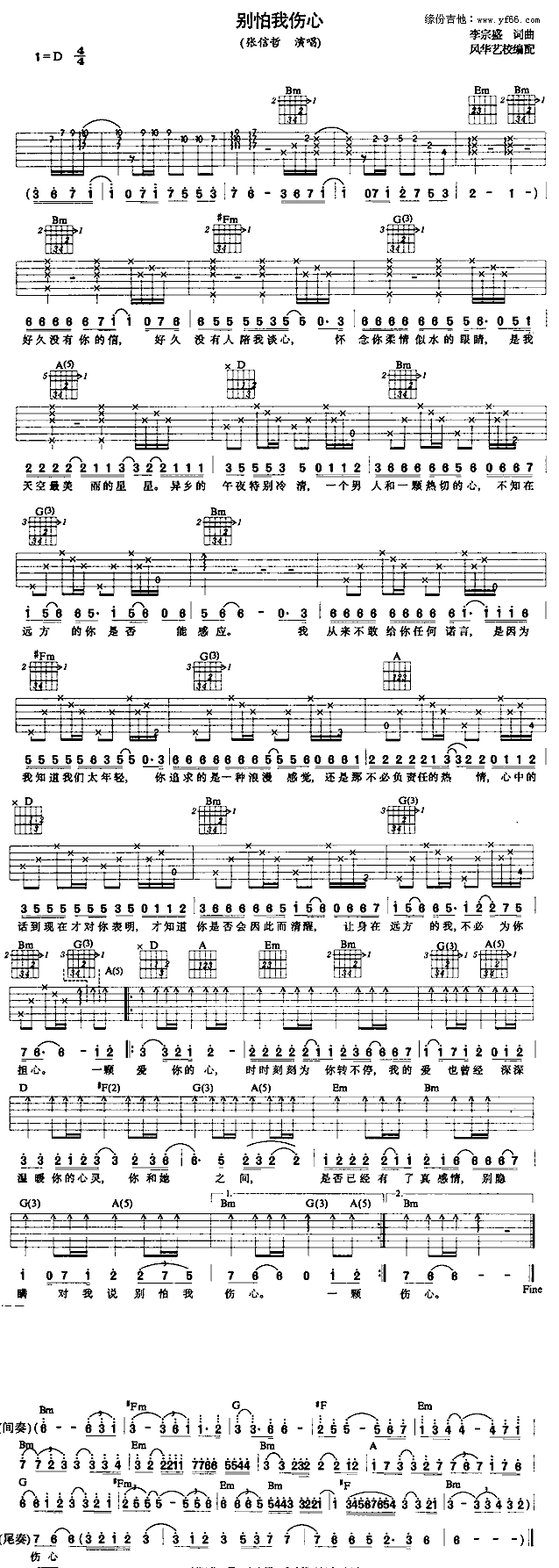 别怕我伤心.吉他谱