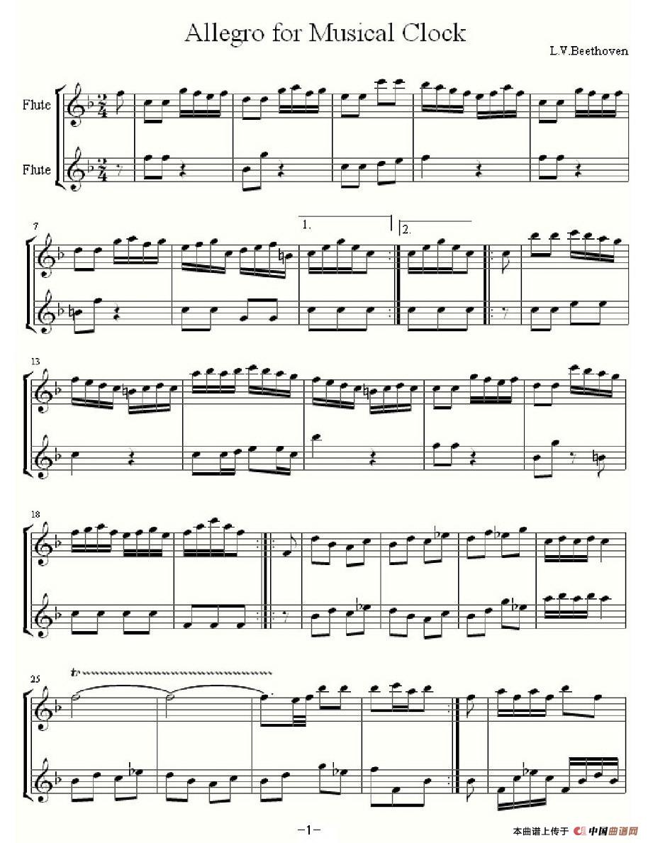 Allegro for Musical（二重奏）长笛谱