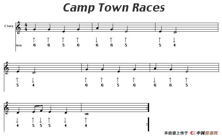 camp town races（布鲁斯）口琴谱