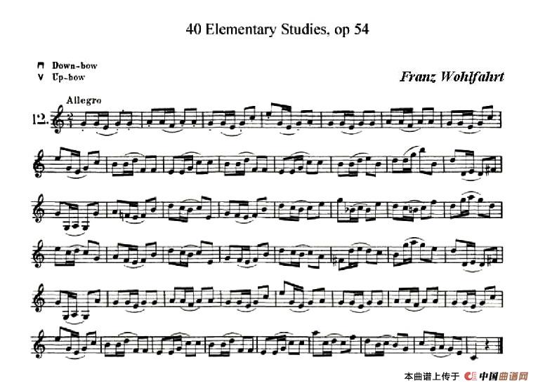 40首小提琴初级技巧练习曲之12小提琴谱