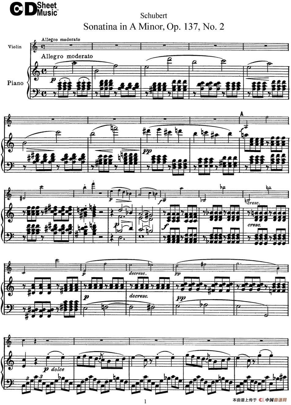 Violin Sonatina in A minor Op.137 No.2（小提琴+钢琴伴奏