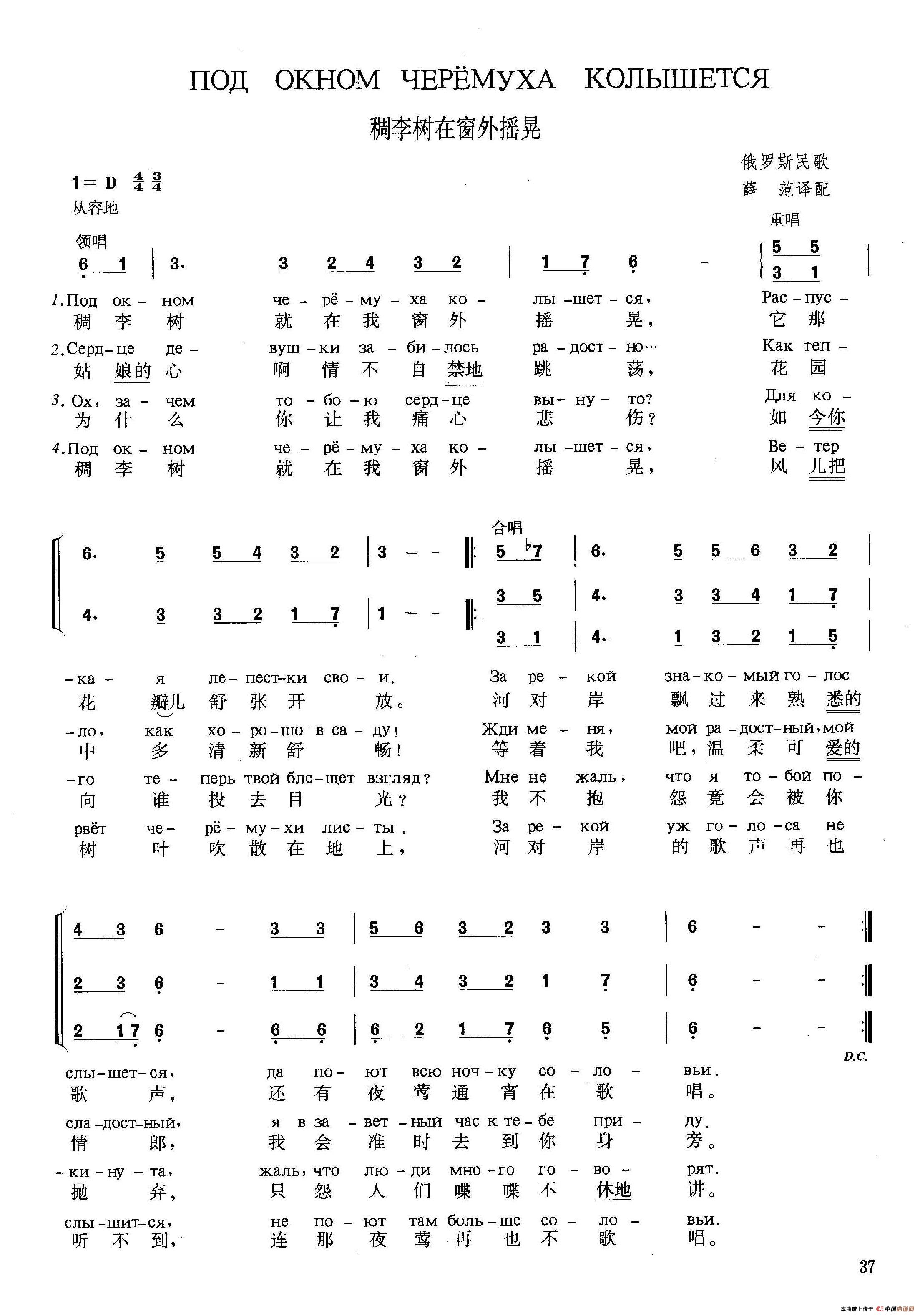 [俄]稠李树在窗外摇晃