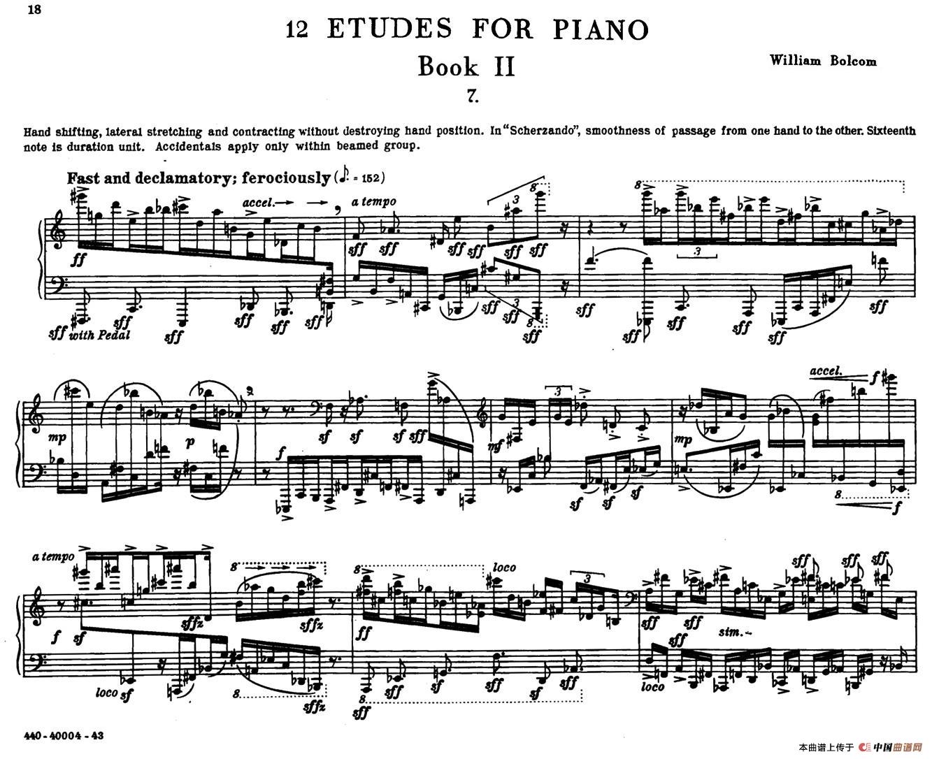 12 Etudes for Piano（博尔科姆12首钢琴练习曲·7）