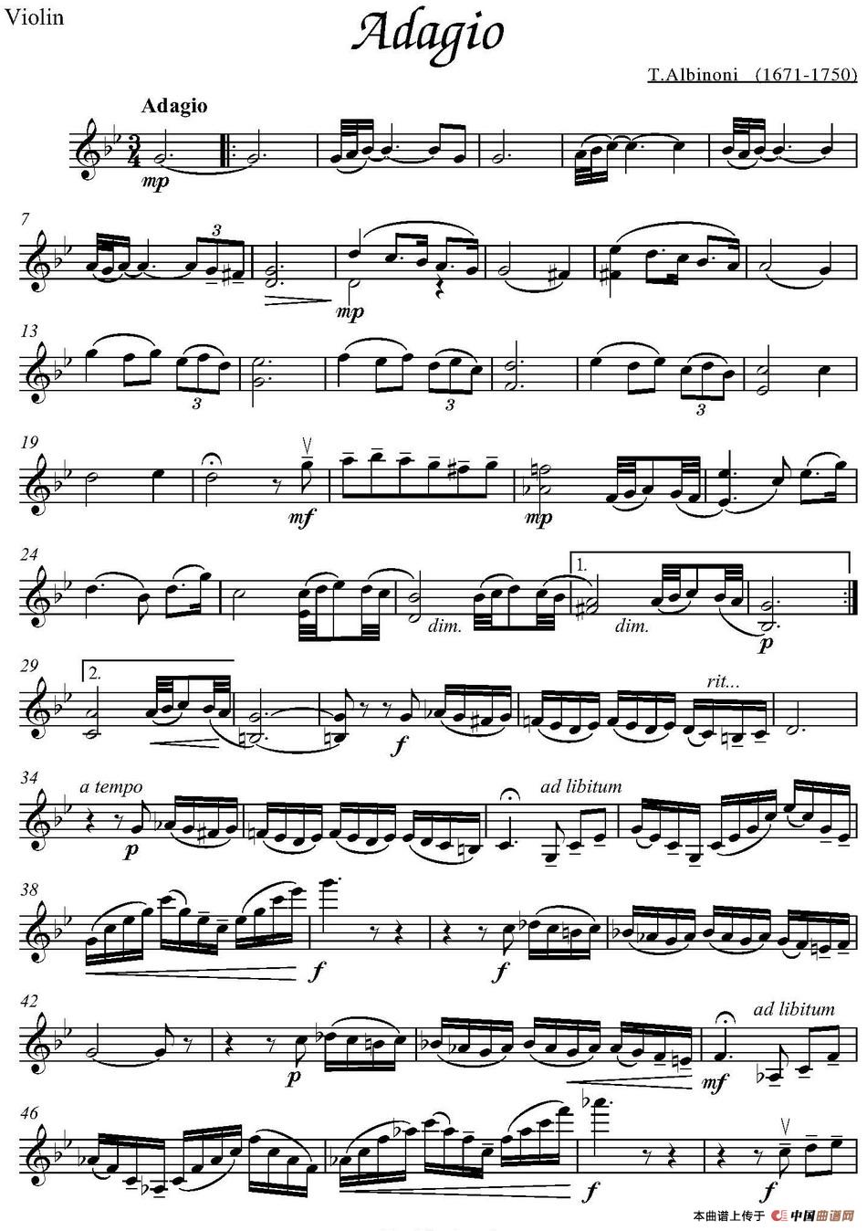 Adagio（T.Albinoni作曲版）