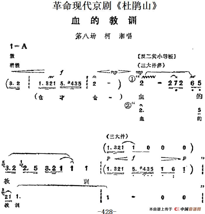 革命现代京剧《杜鹃山》主要唱段：血的教训（