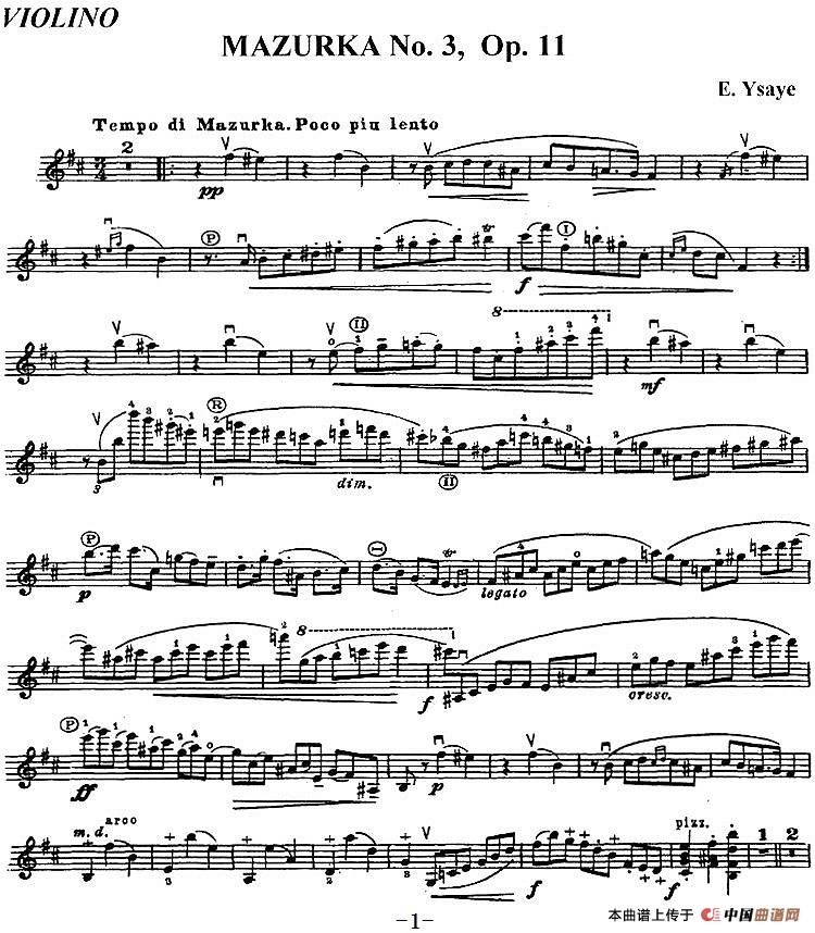 伊萨伊作品集：Mazurka No.3，Op.11