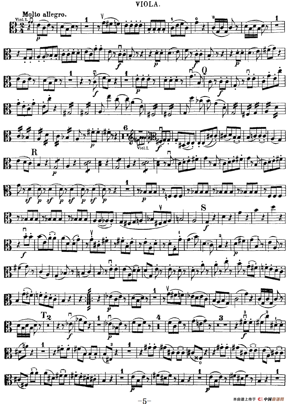 Mozart《Quartet No.19 in C Major,K.465》（Viola分谱）