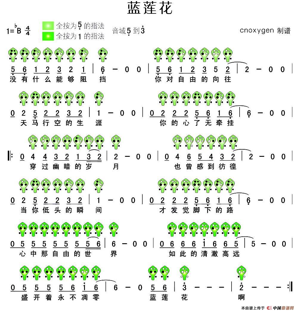 蓝莲花（六孔陶笛谱）