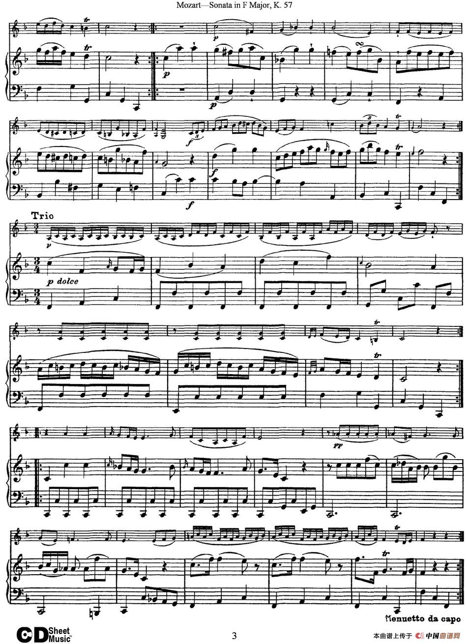 Violin Sonata in F Major K.357（小提琴+钢琴伴奏）