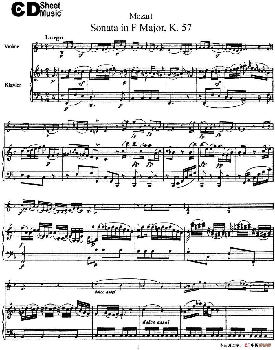 Violin Sonata in F Major K.357（小提琴+钢琴伴奏）
