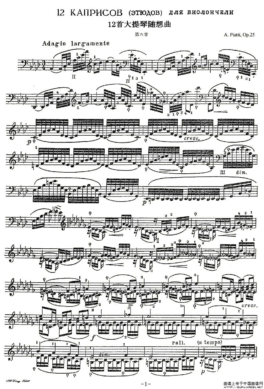 A. Piatti 12 Caprice Op.25（皮阿蒂 12首大提琴随想曲