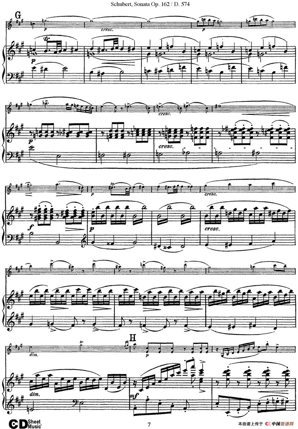 Violin Sonata in A major Op.162 D.574（小提琴+钢琴伴奏）