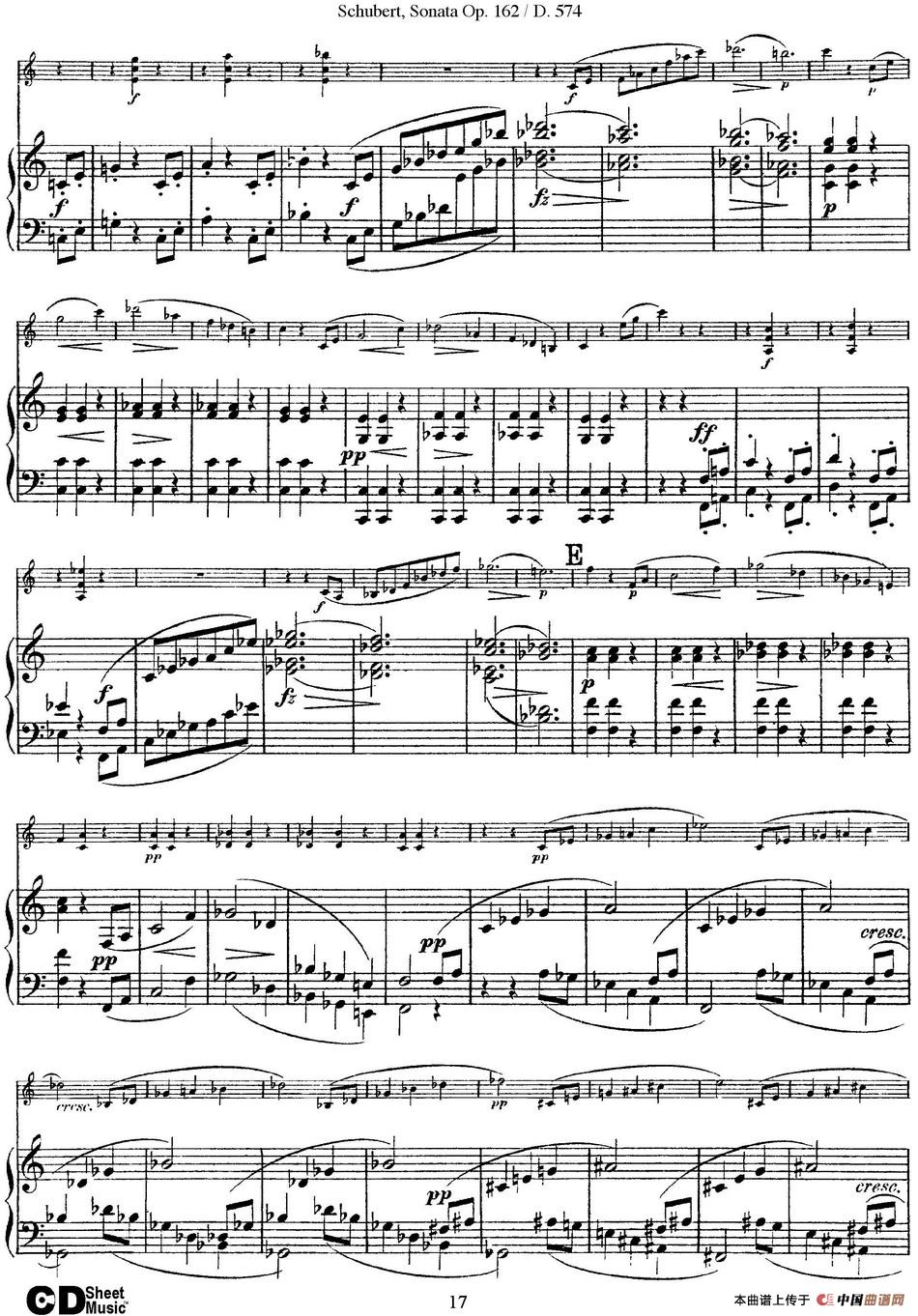 Violin Sonata in A major Op.162 D.574（小提琴+钢琴伴奏）