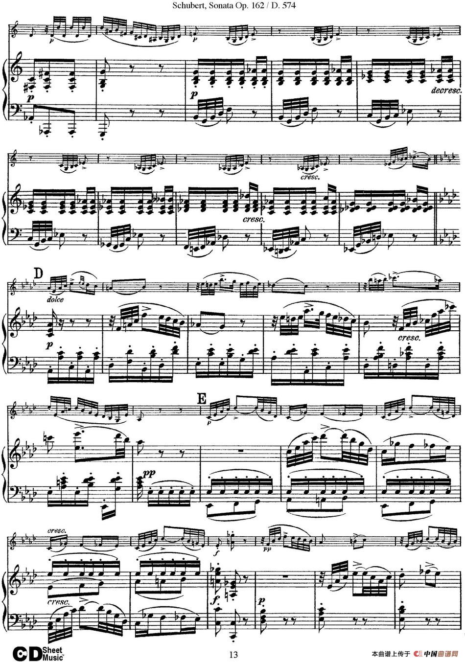 Violin Sonata in A major Op.162 D.574（小提琴+钢琴伴奏）