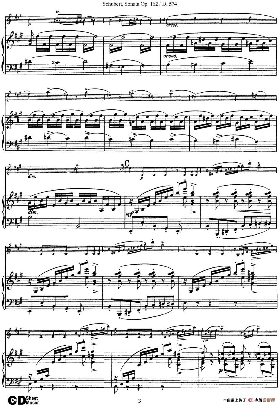 Violin Sonata in A major Op.162 D.574（小提琴+钢琴伴奏）