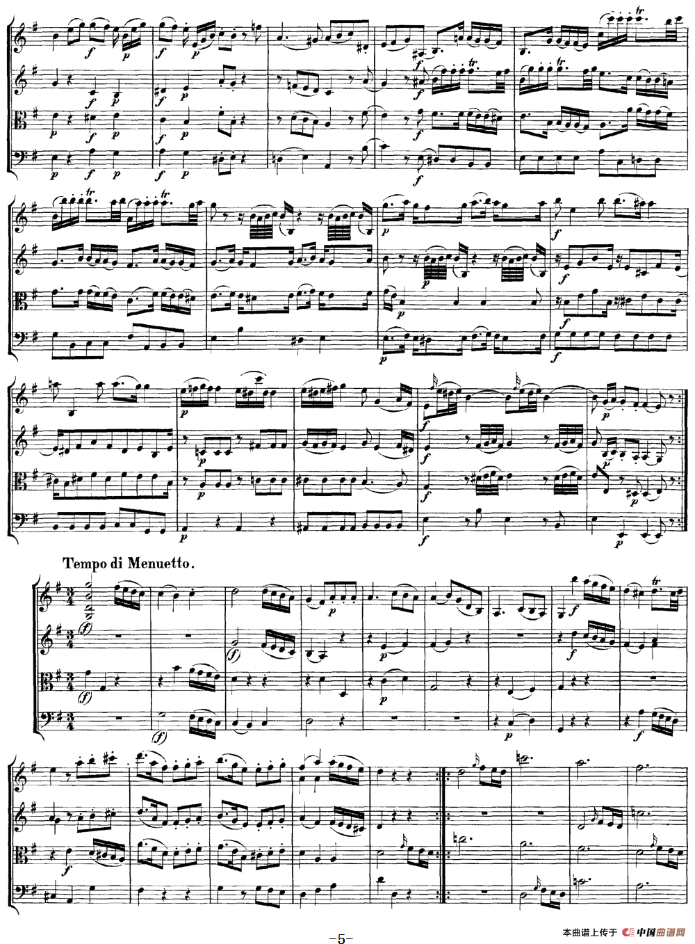 Mozart《Quartet No.3 in G Major,K.156》（总谱）