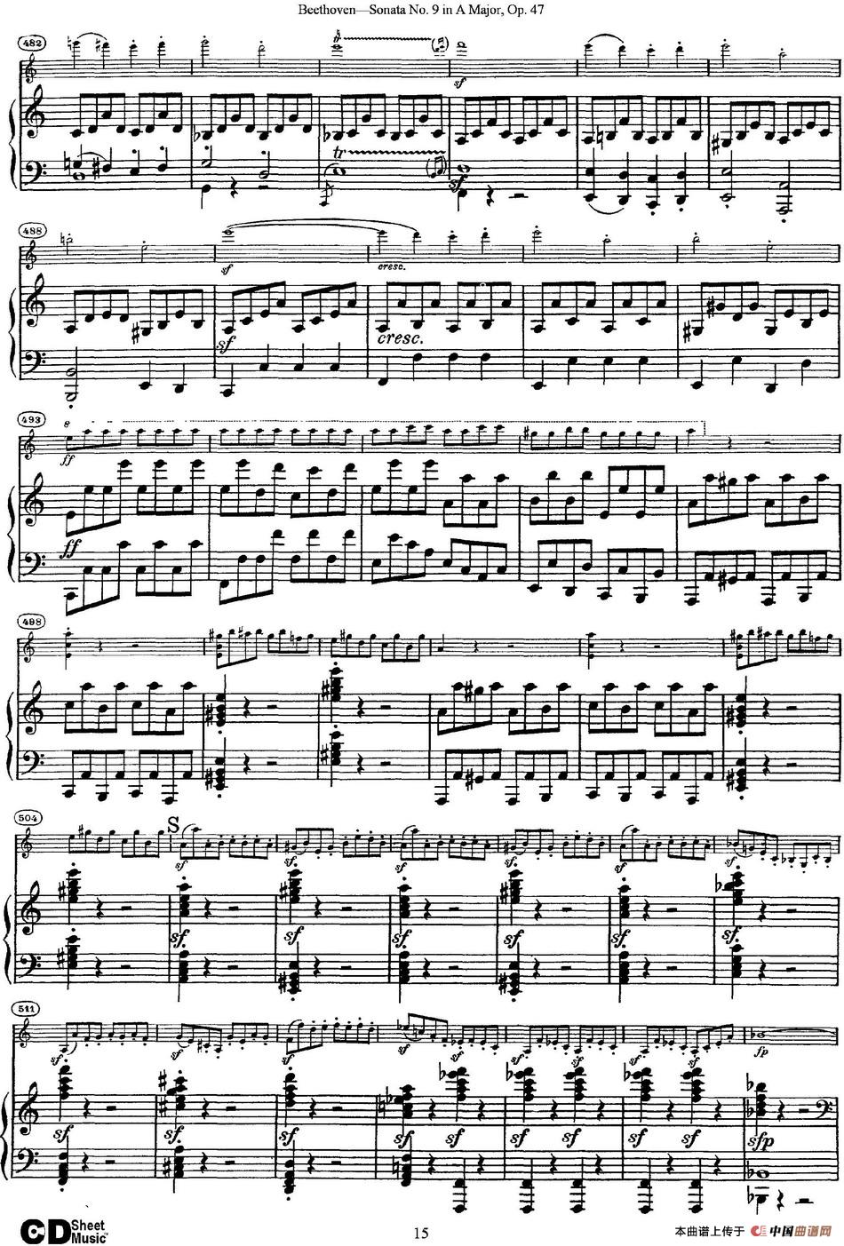 Violin Sonata No.9 in A Major Op.47（小提琴+钢琴伴奏）