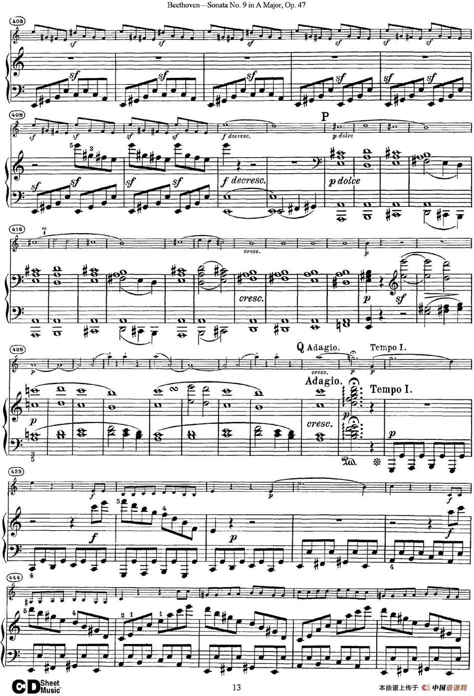 Violin Sonata No.9 in A Major Op.47（小提琴+钢琴伴奏）