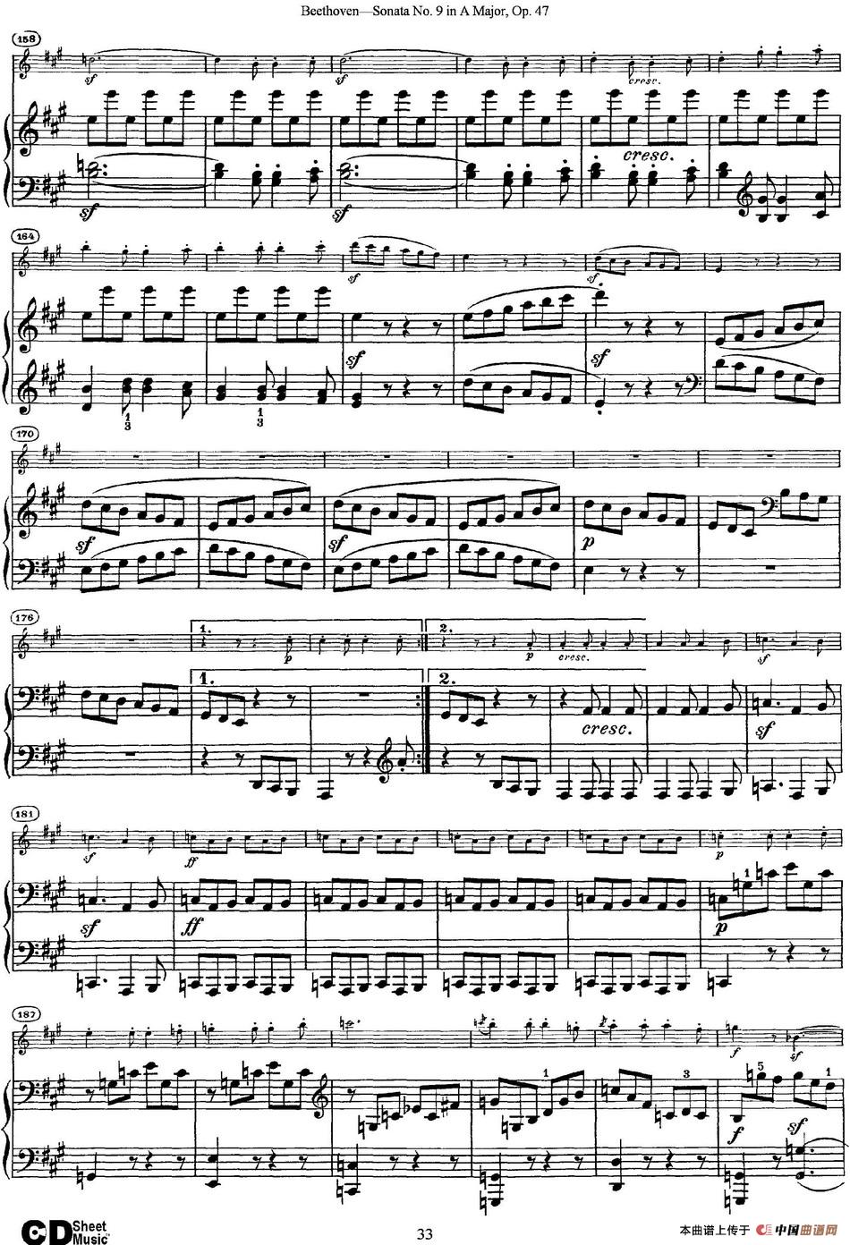 Violin Sonata No.9 in A Major Op.47（小提琴+钢琴伴奏）