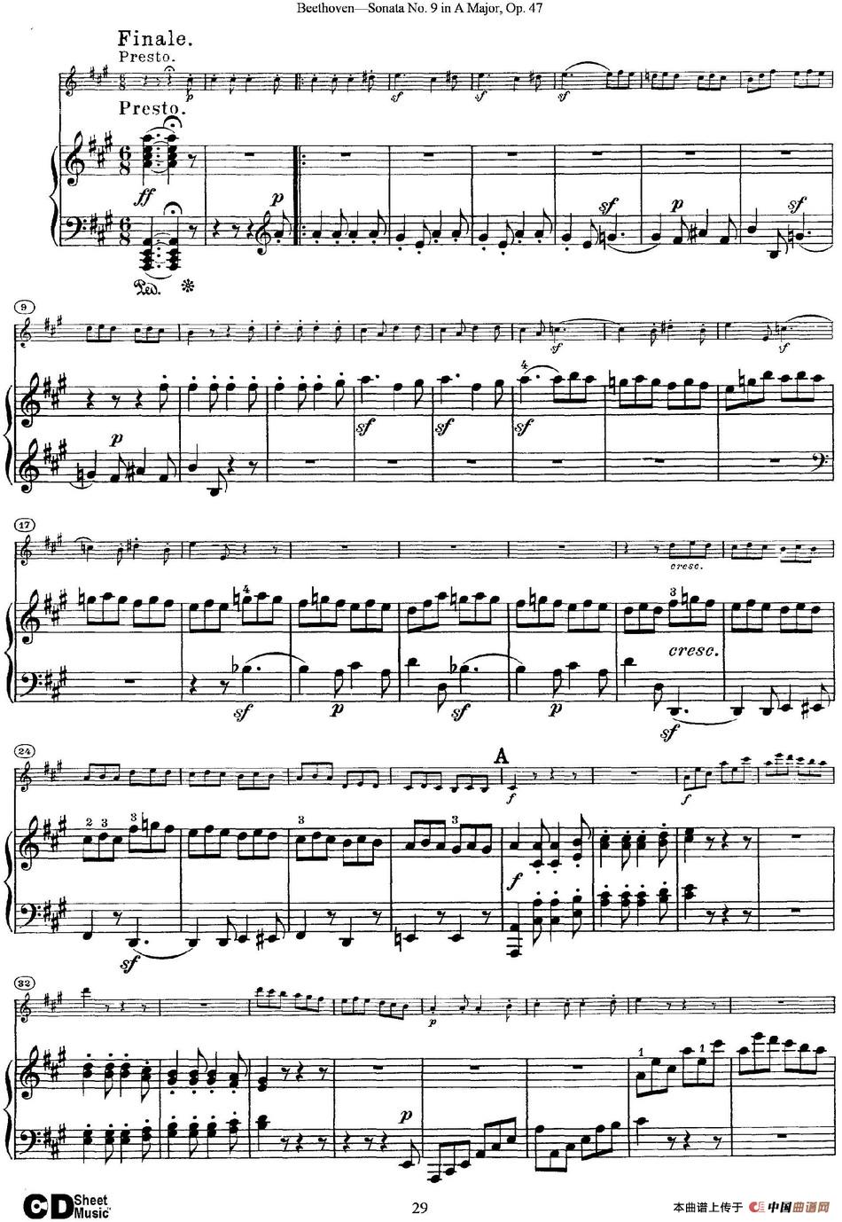 Violin Sonata No.9 in A Major Op.47（小提琴+钢琴伴奏）