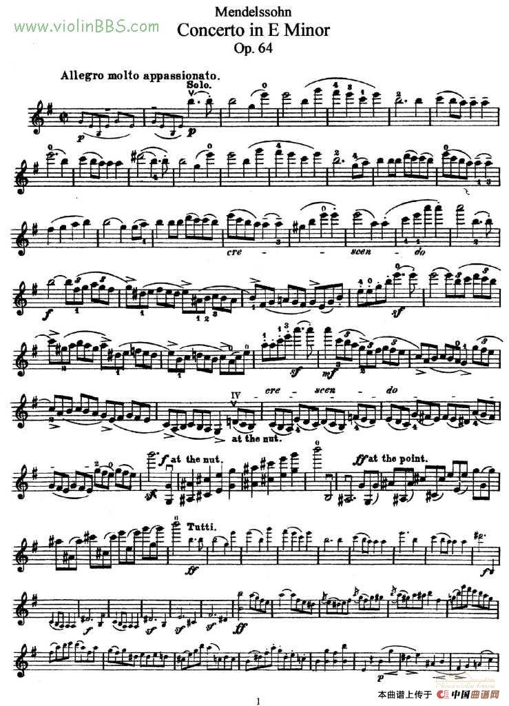 e小调协奏曲 Op.64（小提琴独奏）