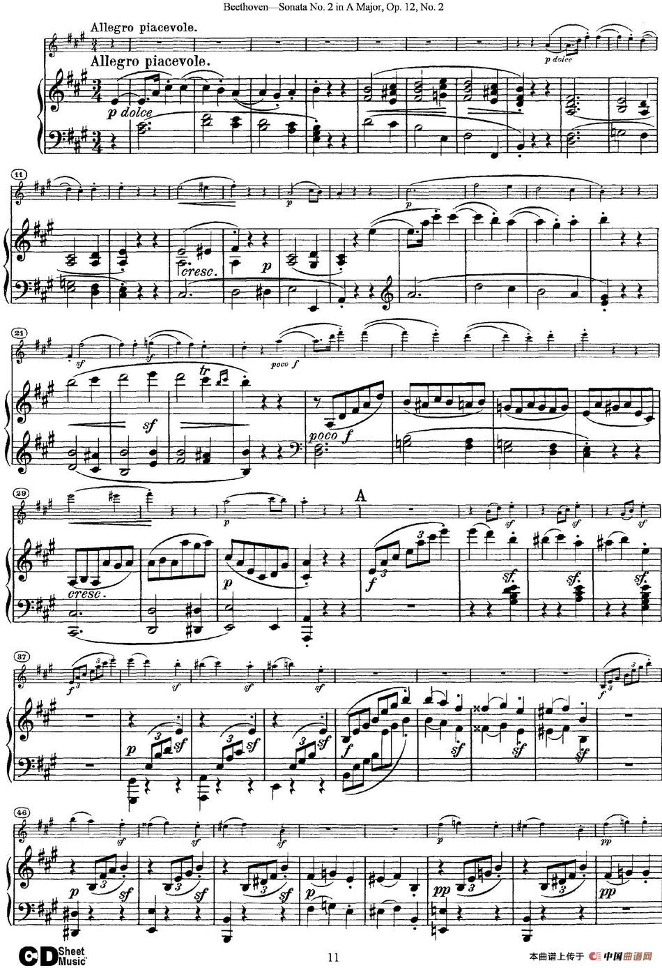 Violin Sonata No.2 in A Major Op.12 No.2（小提琴+钢琴伴奏