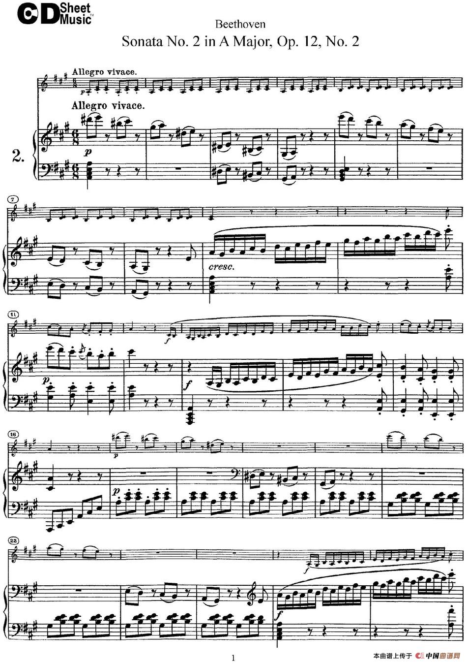Violin Sonata No.2 in A Major Op.12 No.2（小提琴+钢琴伴奏