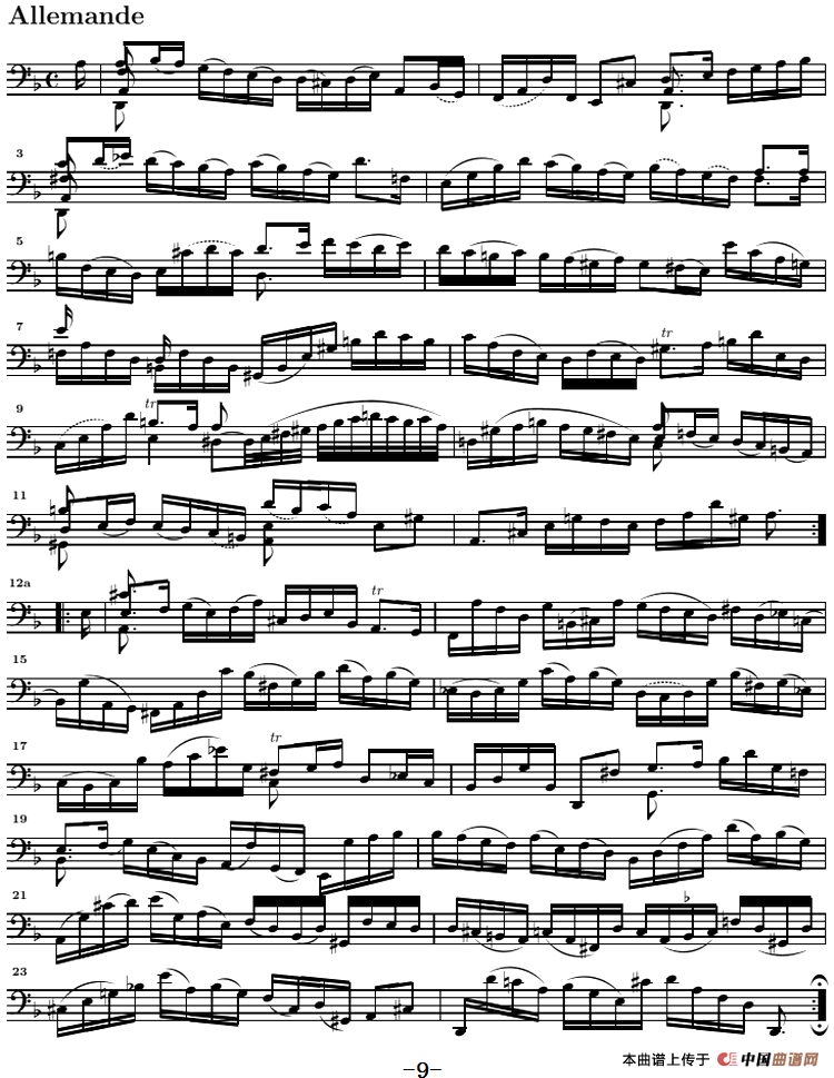 巴赫《大提琴无伴奏六首组曲》：Suite Ⅱ