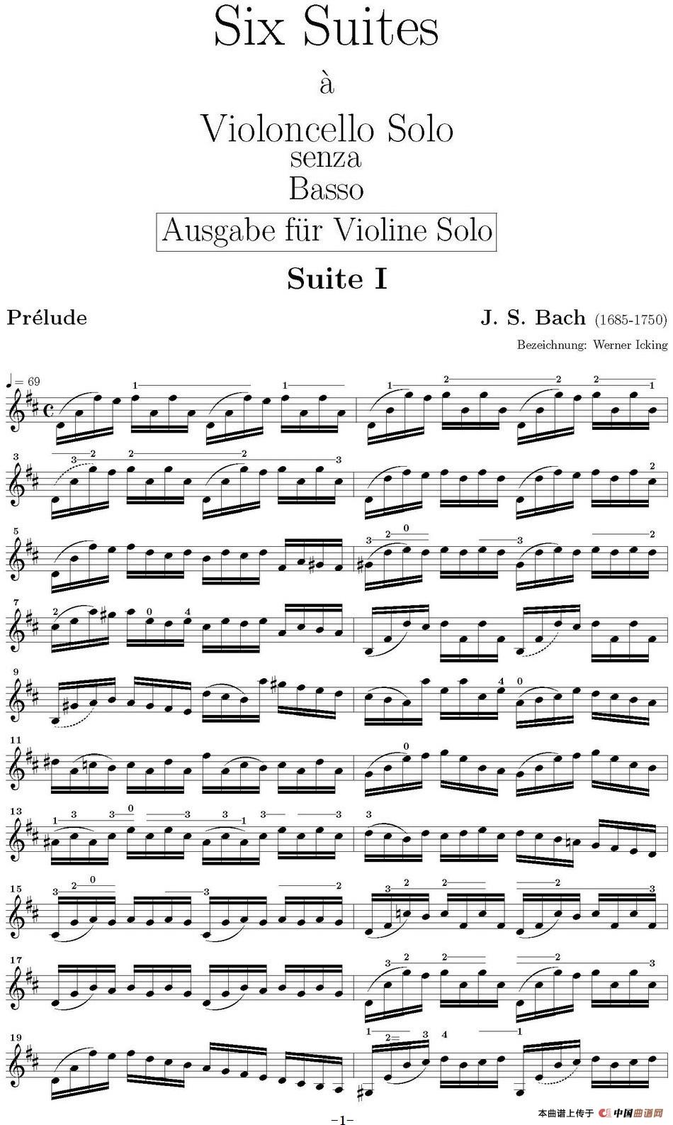 Six Suite Violincello Solo senza Basso（Suite I）（6首无伴