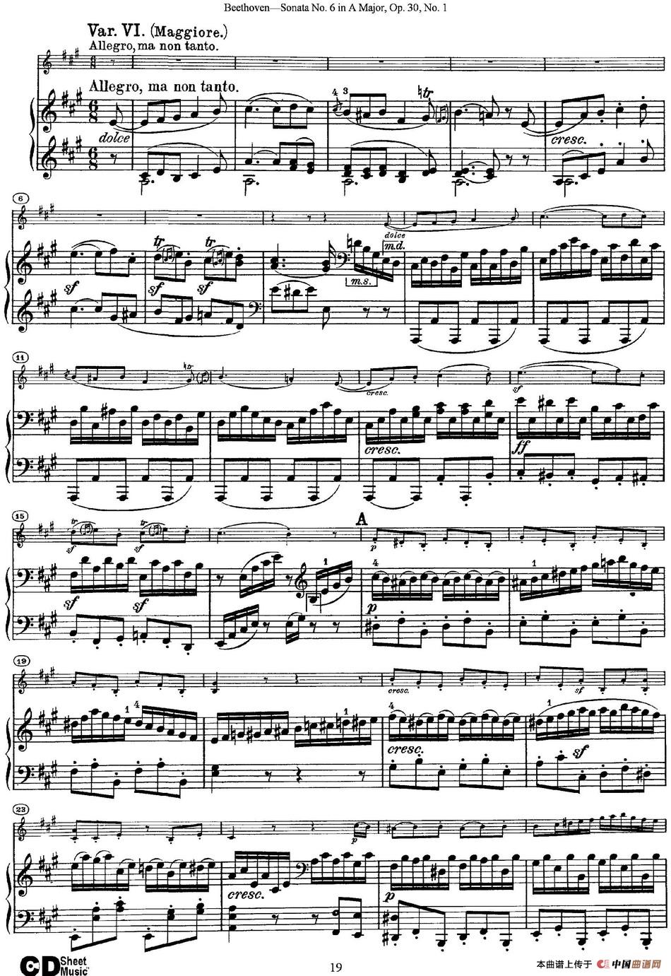 Violin Sonata No.6 in A Major Op.30 No.1（小提琴+钢琴伴奏