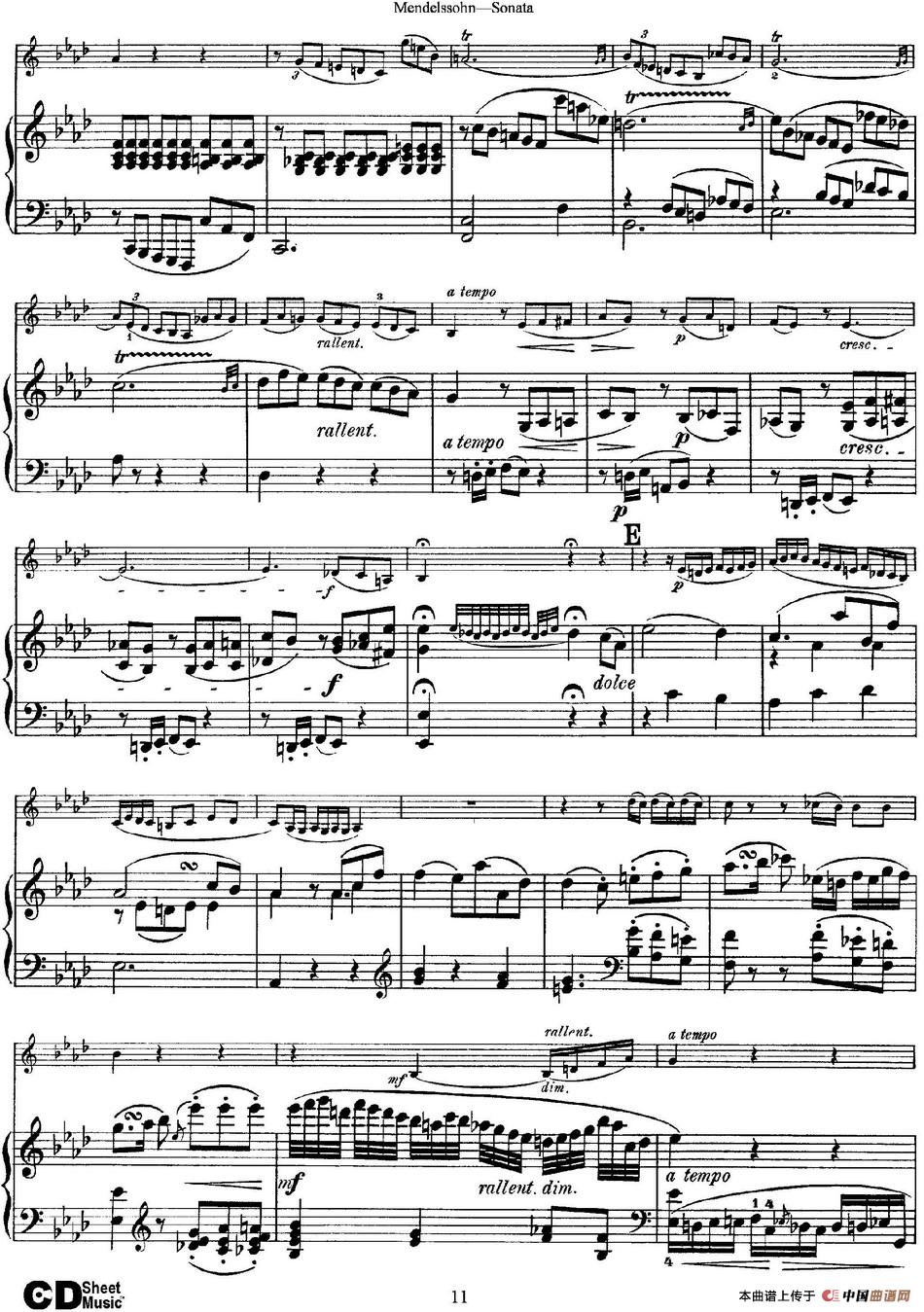 Mendelssohn Violin Sonata（小提琴+钢琴伴奏）