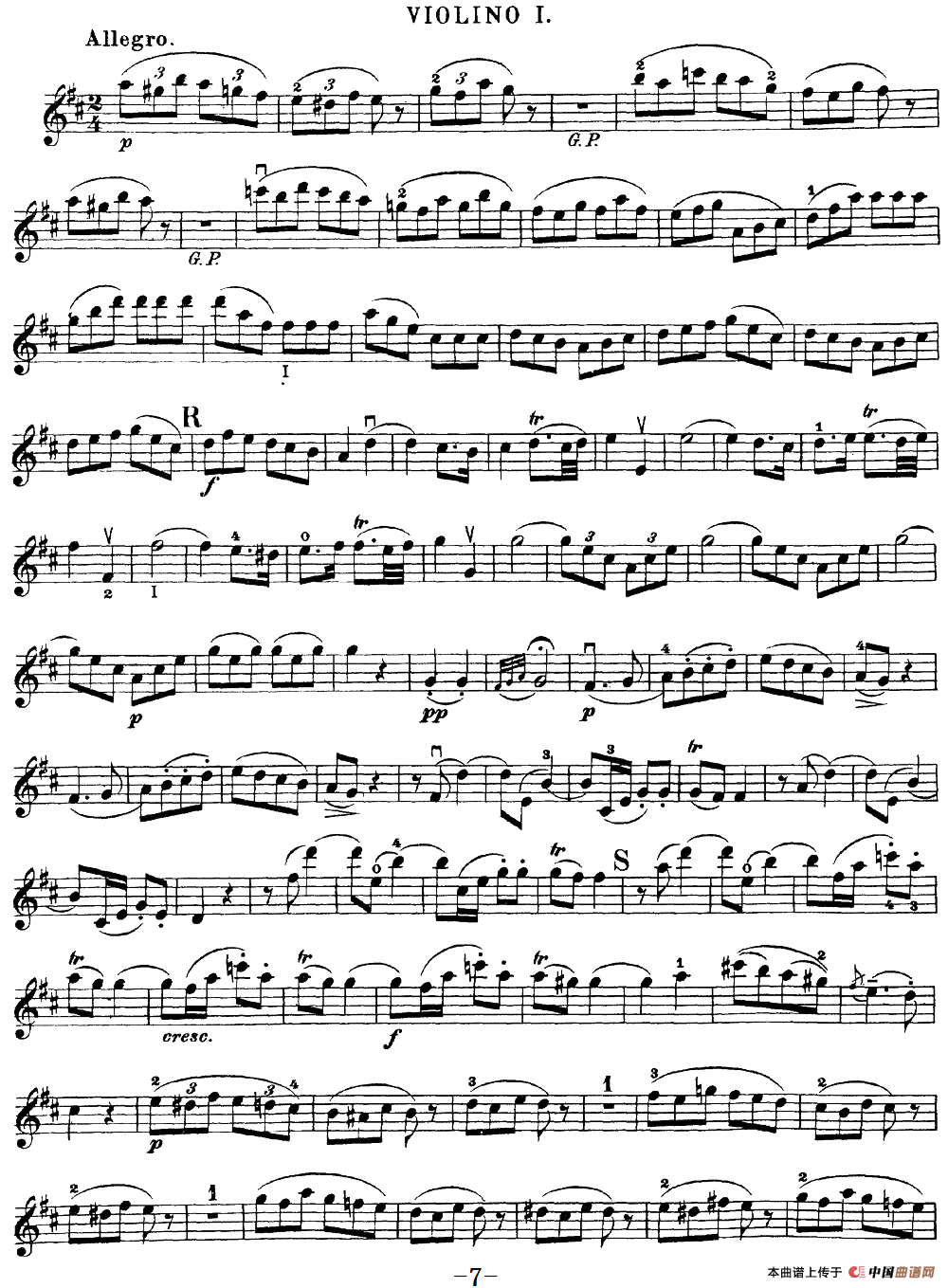 Mozart《Quartet No.20 in D Major,K.499》（Violin 1分谱）