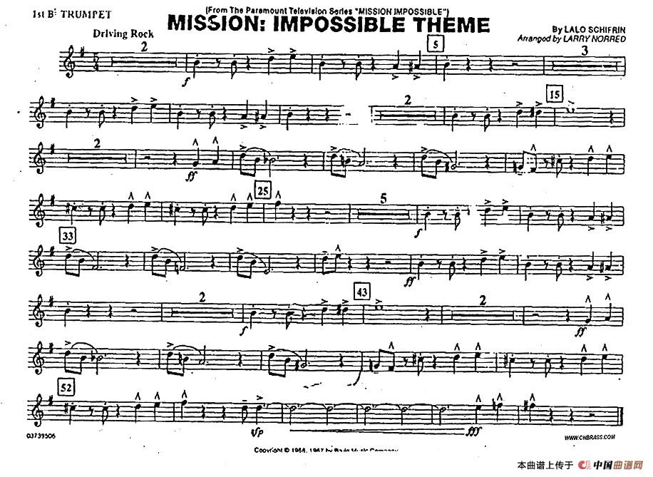 MISSION-IMPOSSIBLE THEME（分谱：第一小号）