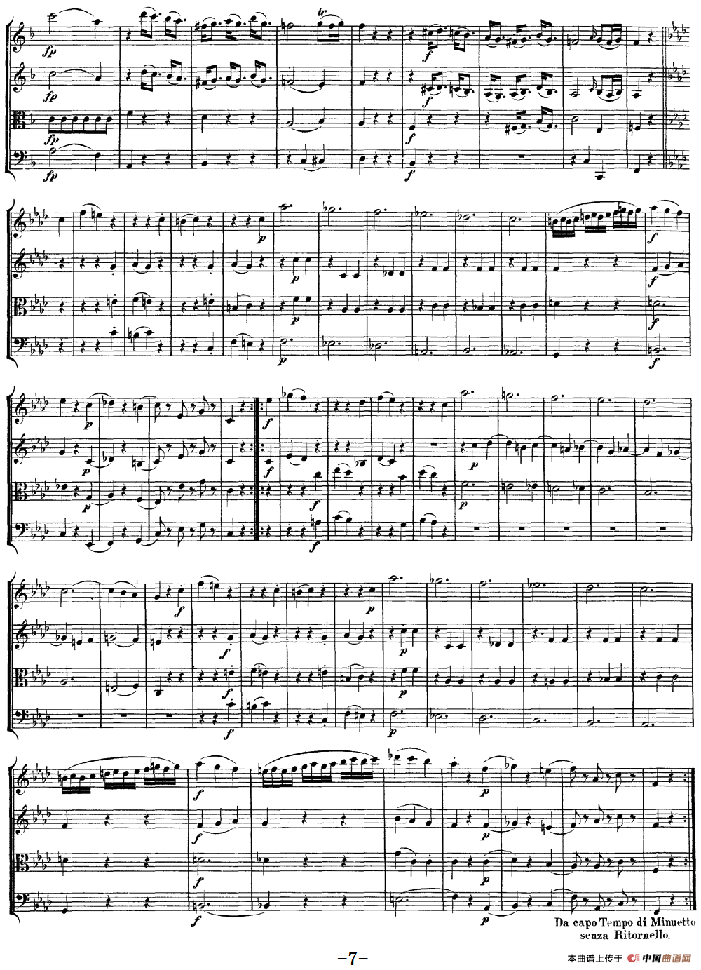 Mozart《Quartet No.5 in F Major,K.158》（总谱）