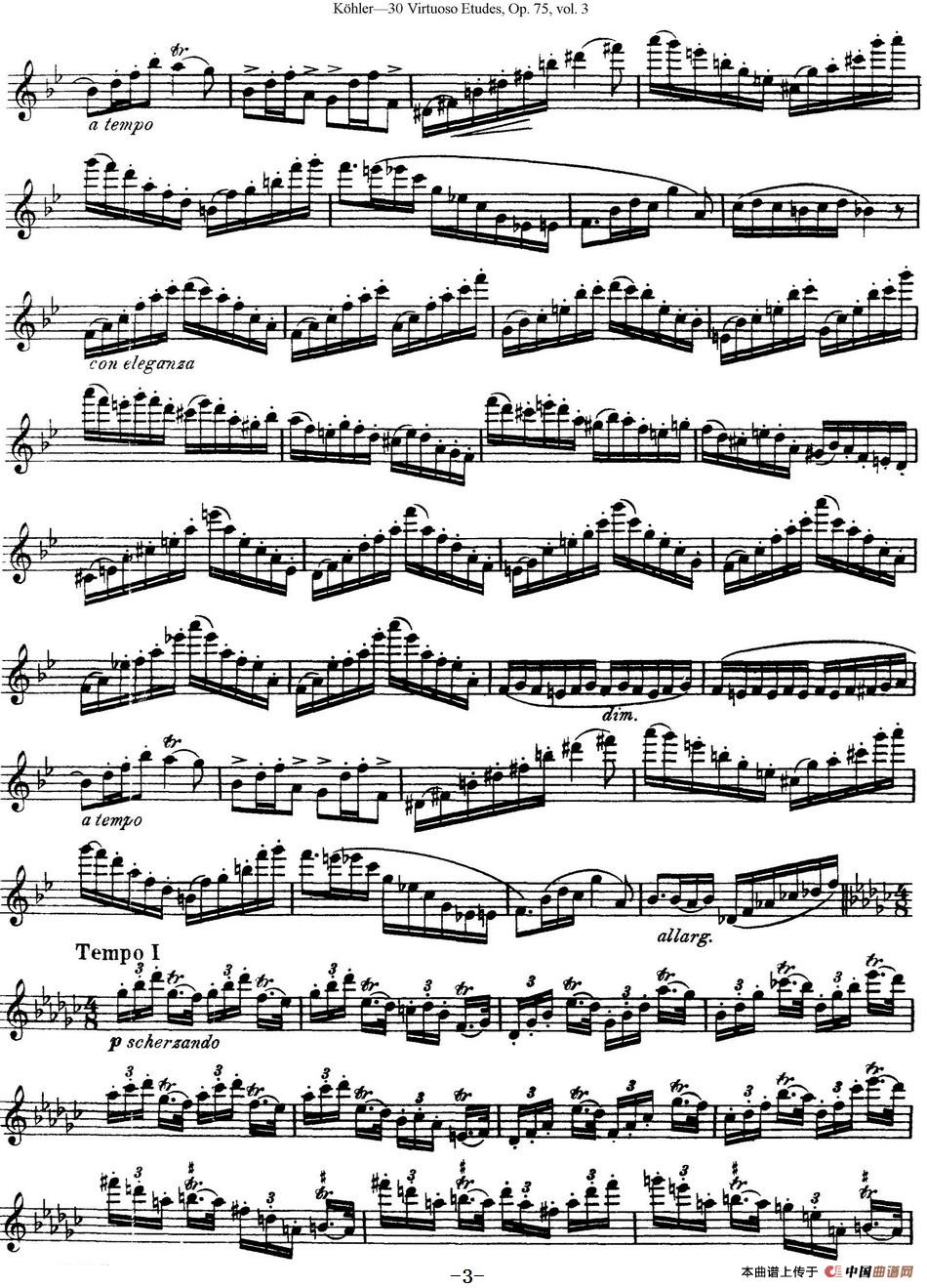 柯勒30首高级长笛练习曲作品75号（NO.25）