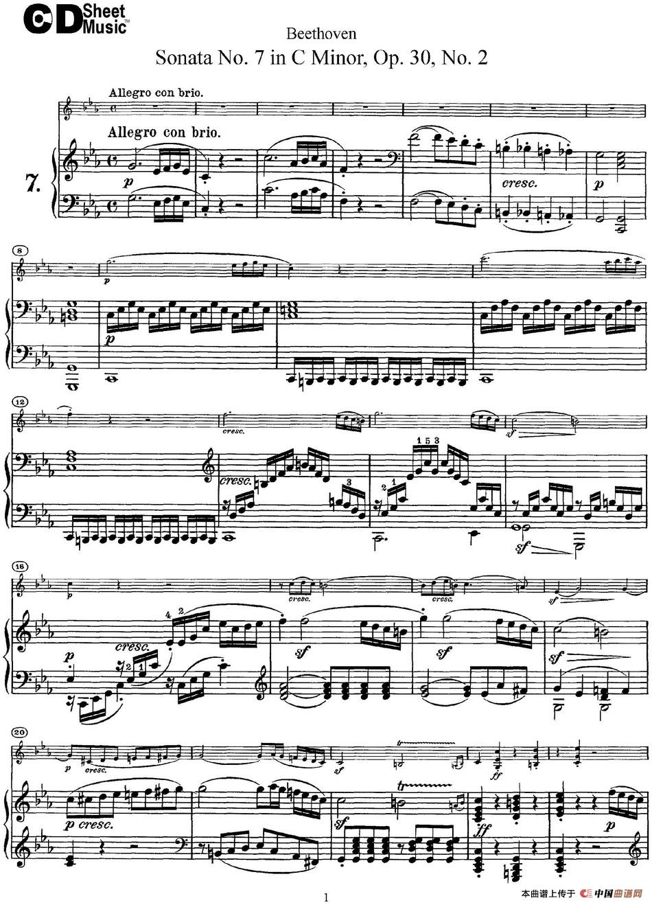 Violin Sonata No.7 in C Minor Op.30 No.2（小提琴+钢琴伴奏