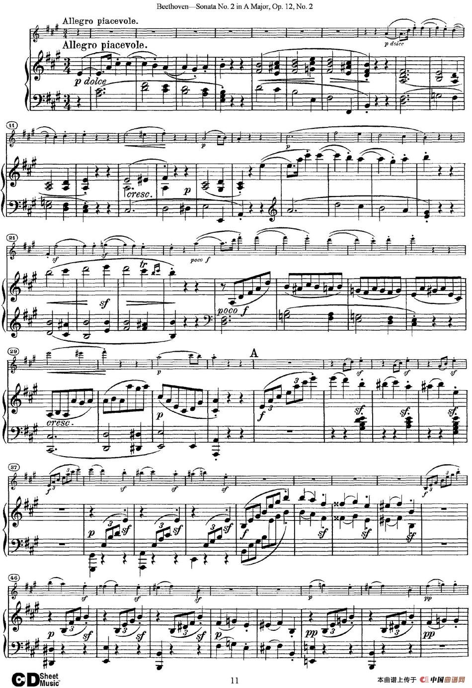 Violin Sonata No.2 in A Major Op.12 No.2（小提琴+钢琴伴奏
