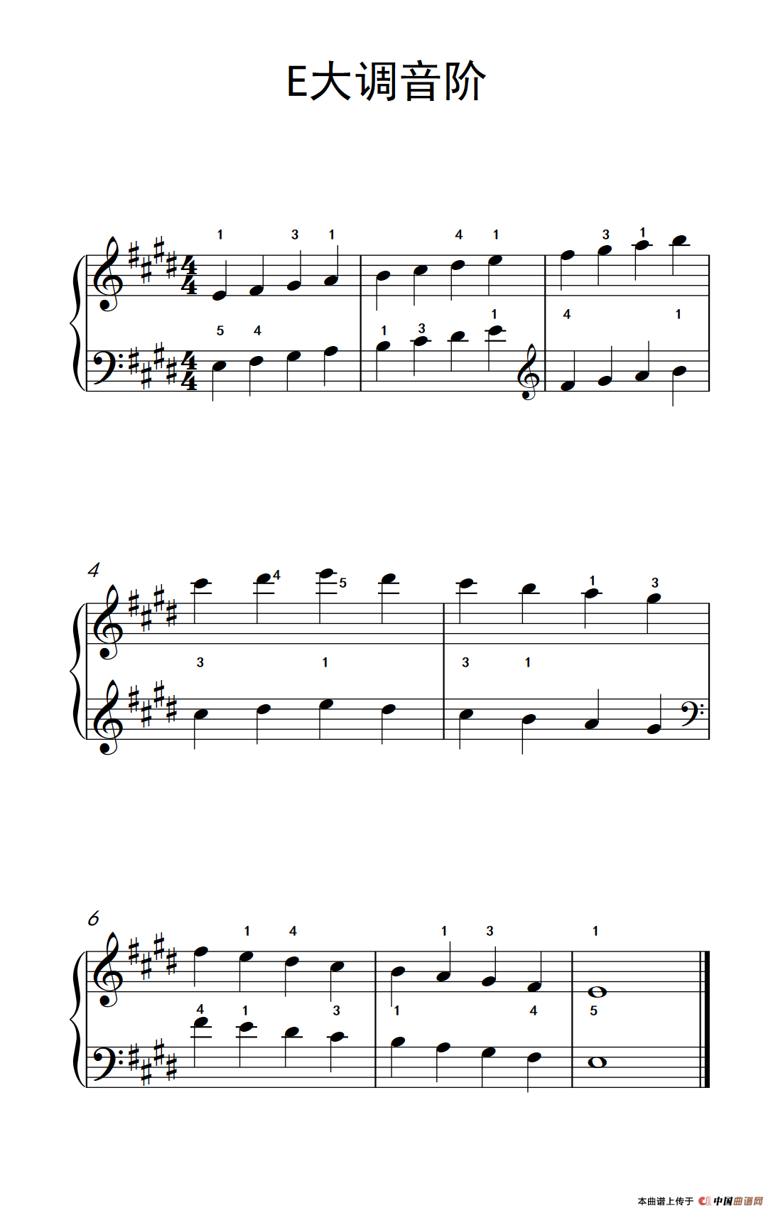 E大调音阶（孩子们的钢琴音阶、和弦与琶音 2）