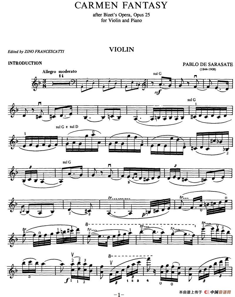 Sarasate《Carmen Fantasy》Op.25（萨拉萨蒂《卡门幻想