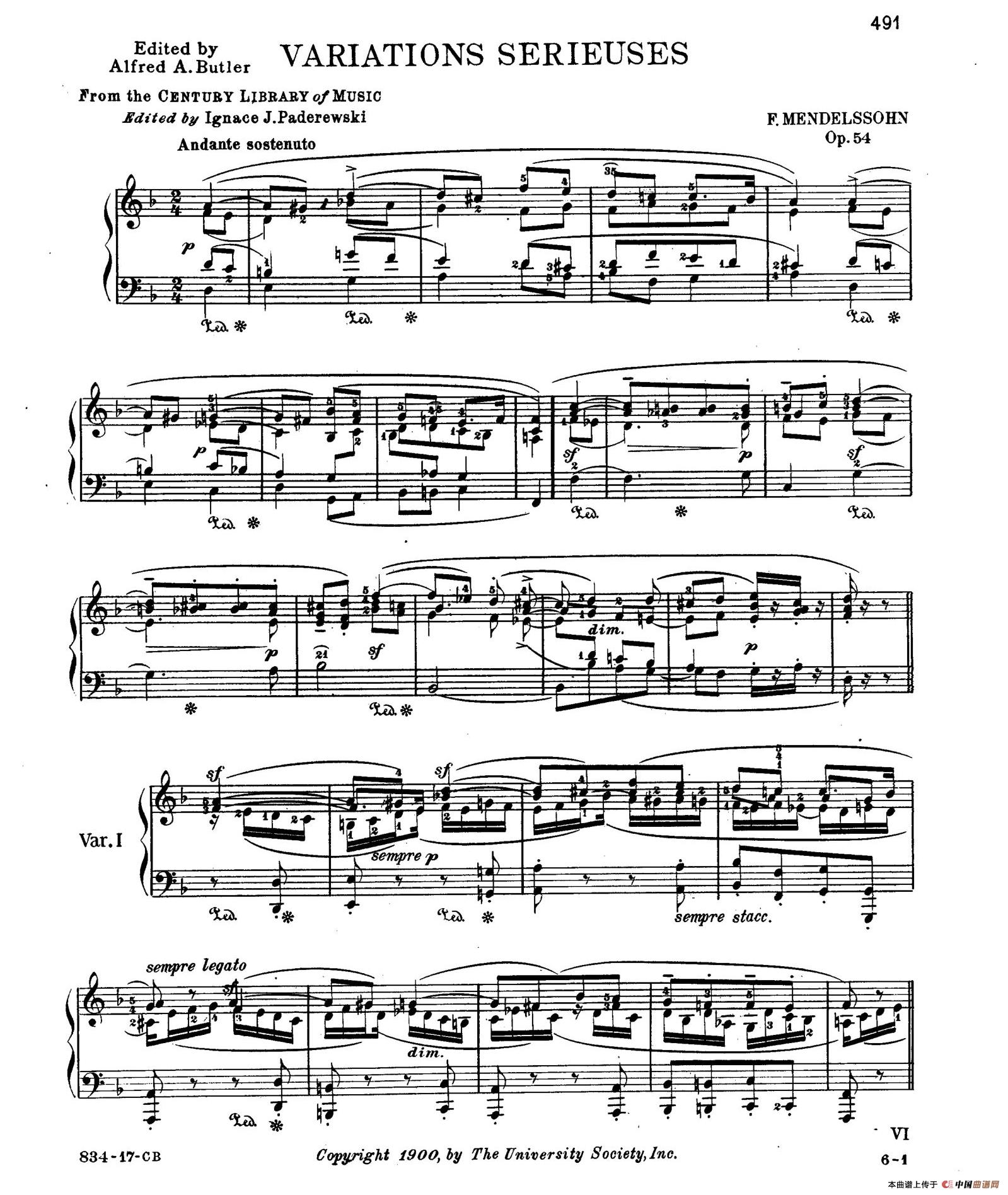 Variations Serieuses Op.54（d小调庄严变奏曲）