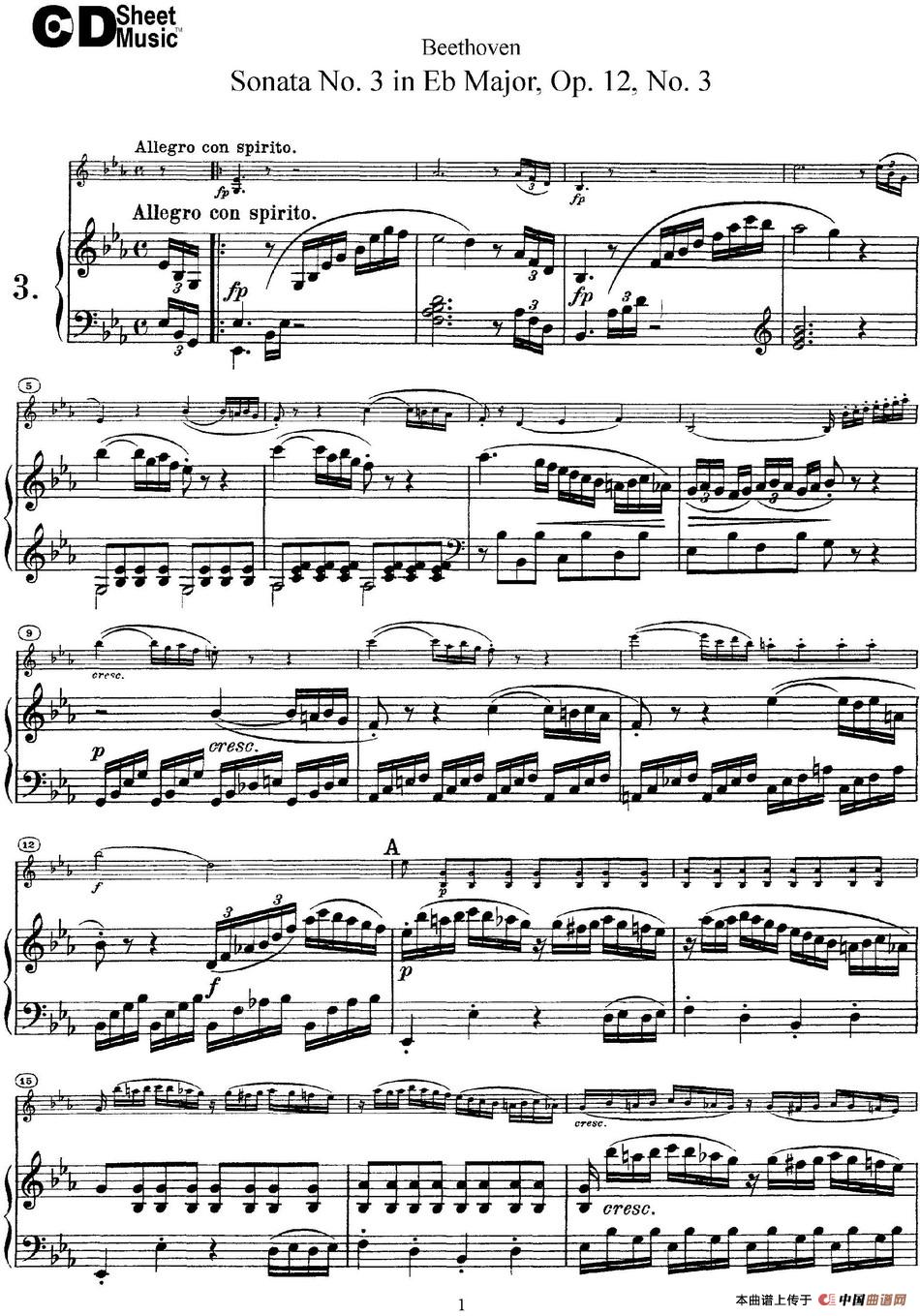 Violin Sonata No.3 in Eb Major Op.12 No.3（小提琴+钢琴伴