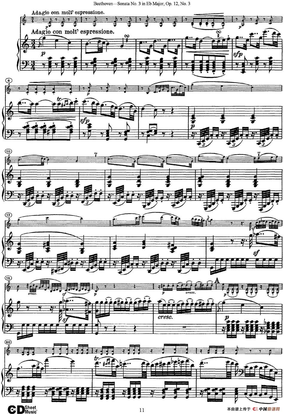 Violin Sonata No.3 in Eb Major Op.12 No.3（小提琴+钢琴伴