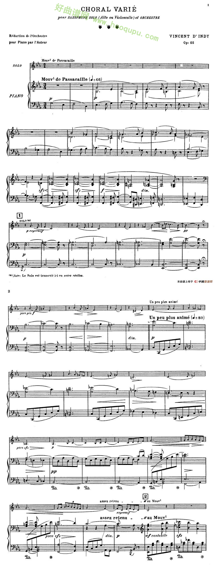 《Choral vari Op.55》（萨克斯+钢琴伴奏）萨克斯简谱第2张