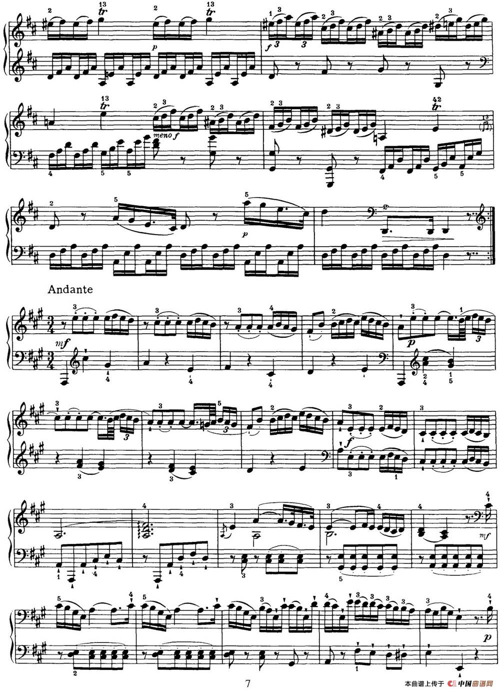 海顿 钢琴奏鸣曲 Hob XVI 19 Divertimento D major
