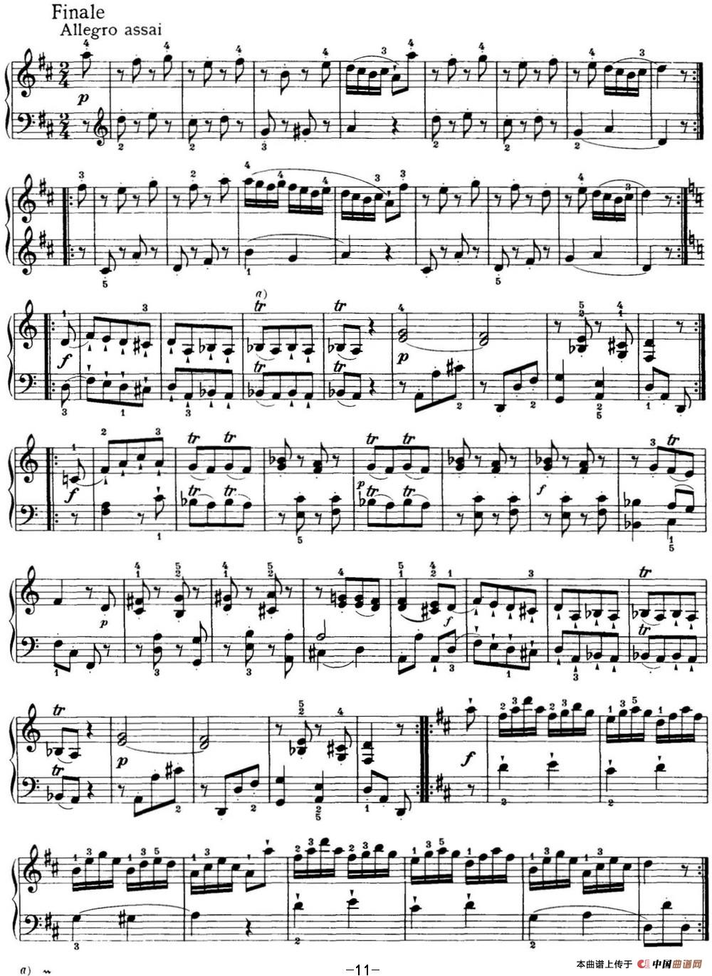 海顿 钢琴奏鸣曲 Hob XVI 19 Divertimento D major