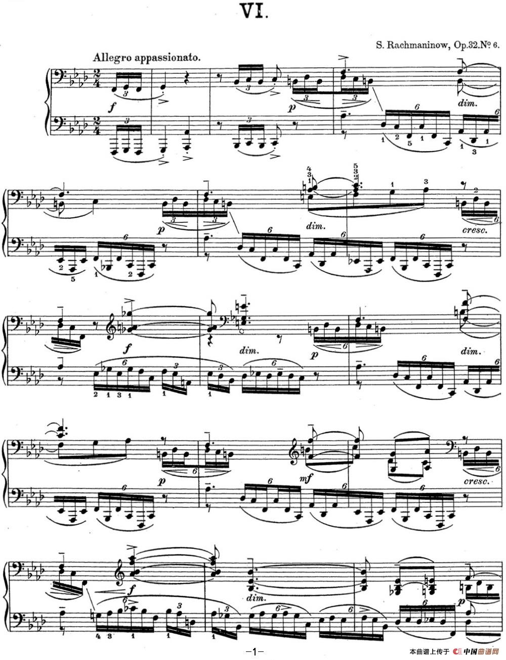 拉赫玛尼诺夫 钢琴前奏曲17 F小调 Op.32 No.6