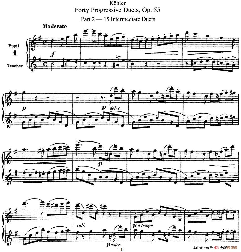 柯勒40首长笛提高练习曲OP.55（二重奏）（NO.1）