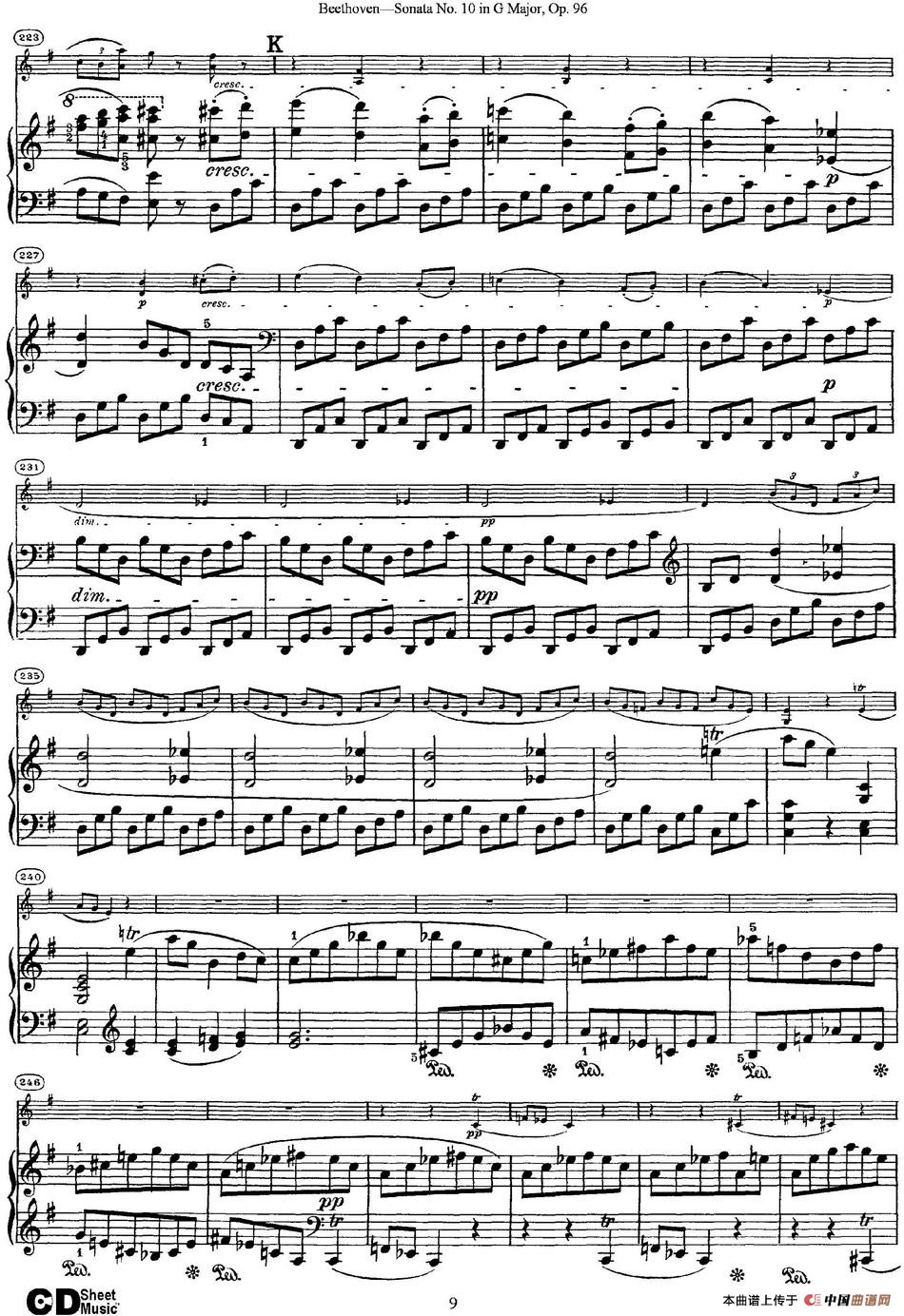 Violin Sonata No.10 in G Major Op.96（小提琴+钢琴伴奏）