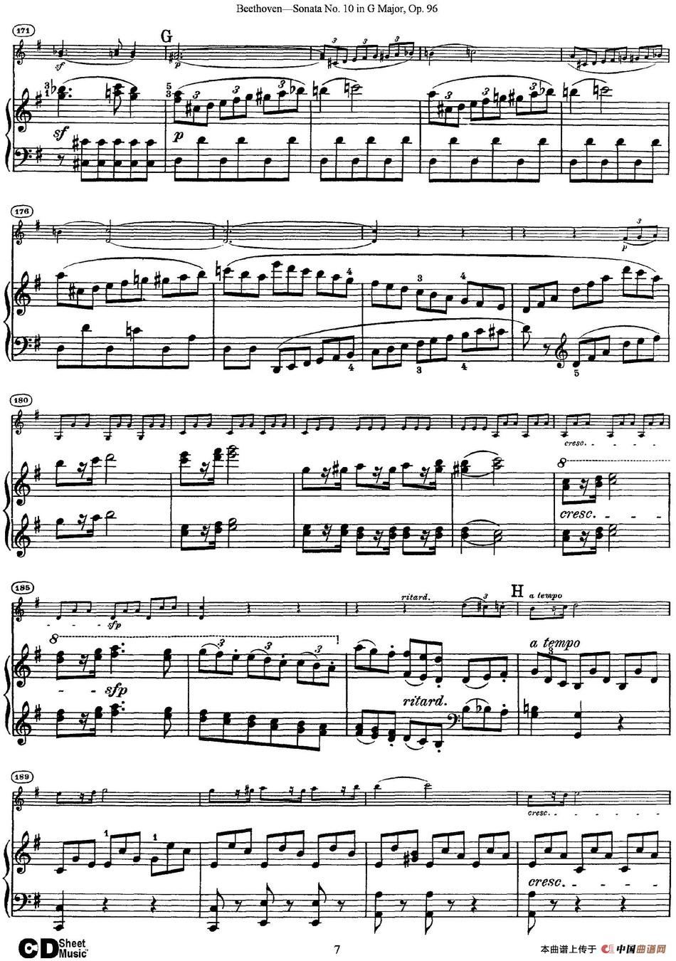 Violin Sonata No.10 in G Major Op.96（小提琴+钢琴伴奏）